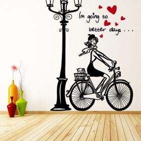 Vélo de femme romantique de vinyle décoratif