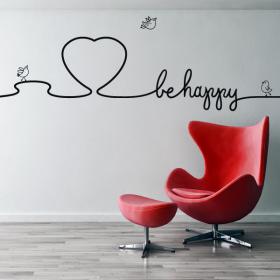 Décoratif vinyl textes décorent murs Be Happy