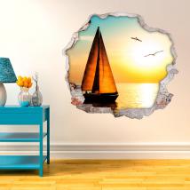 Coucher de soleil vinyle murs voile 3D