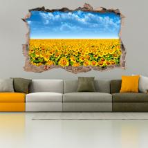 Tournesols de vinyles 3D mur creux