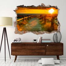 Coucher de soleil vinyle mural 3D French 4521