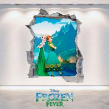 Vinyl 3D Disney Frozen Elsa et Anna mur trou