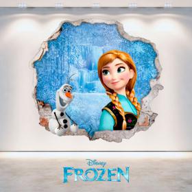 Disney vinyle Anna congelés et Olaf trou mur 3D