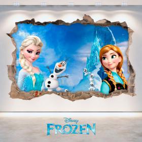 Disney vinyle congelés Elsa & Anna trou mur 3D