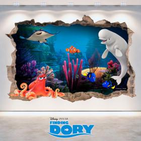 Mur 3D trou Disney trouver Dory de vinyle