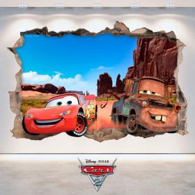 Mur de trou de vinyle 3D Disney Cars