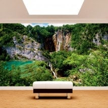 Photo mur murales cascades dans les montagnes