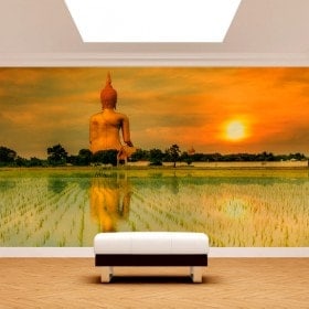 Photo mur murales grand Bouddha Thaïlande