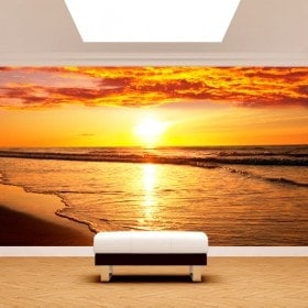 Fotomural coucher de soleil sur la plage