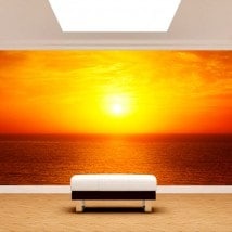 Peintures murales photo coucher de soleil sur la mer