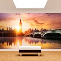 Coucher du soleil du Big Ben Londres murales mur photo