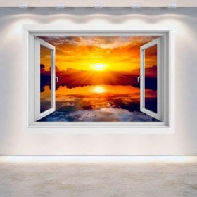 Fenêtre 3D soleil coucher de soleil mer