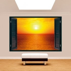 Windows 3D soleil coucher de soleil sur la mer