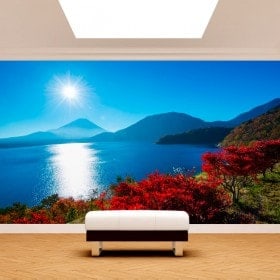 Photo murale peintures murales du coucher du soleil Mont Fuji