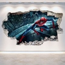 Vinyles de mur 3D cassés Spiderman