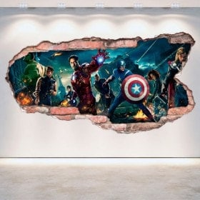 Vinyl mural cassé 3D Captain America