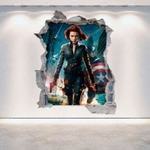 Mur 3D vinyle cassé Captain America