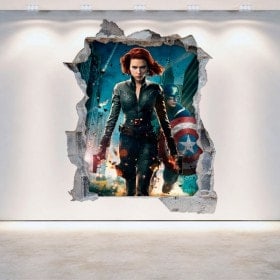 Vinyle de mur brisé 3D Captain America