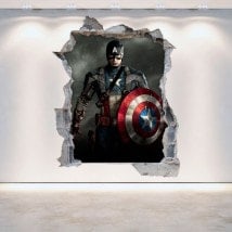 Vinyl mural rotatif 3D de Captain America