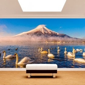 Peintures murales Swan lac Kawaguchi Mt. Fuji Photo