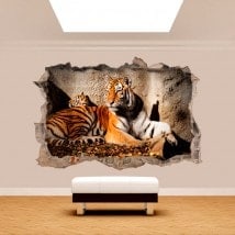 Mur de vinyle cassé Tiger 3D