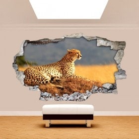 Vinyle de mur 3D Afrique Leopard cassé