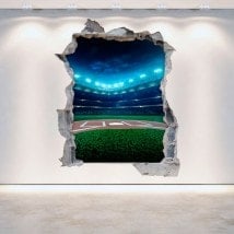 Mur de vinyle cassé Baseball 3D French 5287