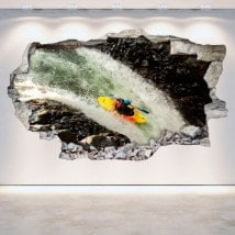 Vinyles de mur 3D cassés Rafting kayak