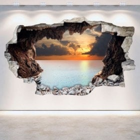 Mur de vinyle cassé grottes 3D