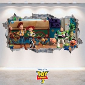 Mur décoratif vinyl Toy Story 3 cassé 3D