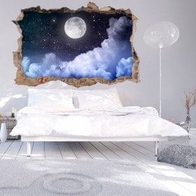 Vinyl mural brisé lune 3D