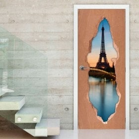 Vinyle pour portes Paris Tour Eiffel 3D