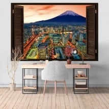 Yokohama et Mount Fuji 3D windows vinyle