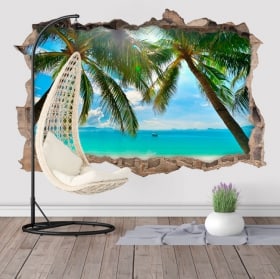 Vinyle palmiers sur la plage 3D