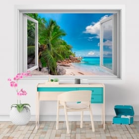 Vinyle décoratif fenêtre Îles Seychelles 3D