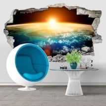 Vinyle décoratif planète terre et soleil 3D