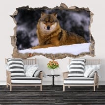 Vinyle décoratif loup en hiver 3D