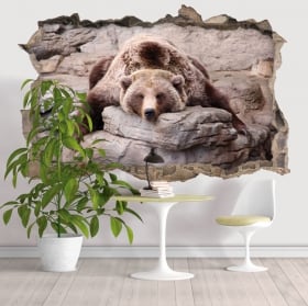 Vinyle décoratif murs ours grizzli 3D