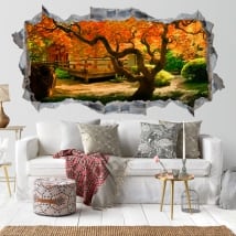 Vinyle murs jardin arbre Asiatique 3D