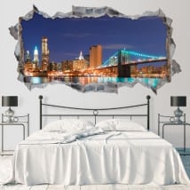 Vinyle skyline New York Brooklyn pont 3D