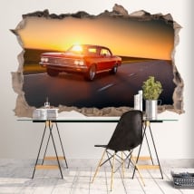 Vinyle décoratif murs voiture rétro 3d