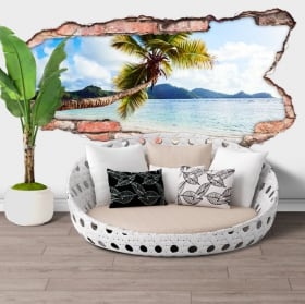 Vinyle murs palmier îles seychelles trou 3d