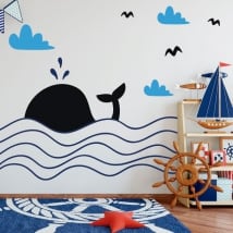 Vinyle décoratif enfants baleine dans la mer