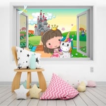 Vinyle pour enfants princesse et licorne 3d