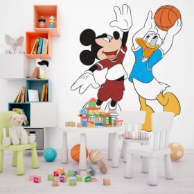 Vinyle mickey mouse et donald duck basketball