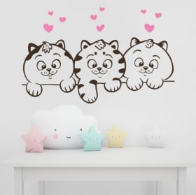 Vinyle décoratif murs chats et coeurs