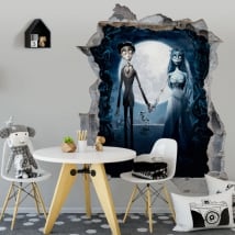 Vinyle décoratif la mariée cadavre tim burton 3d