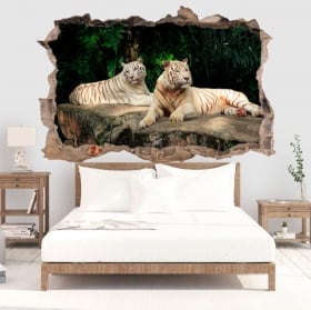 Vinyle décoratif tigre blanc 3d