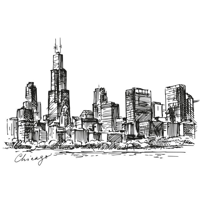 Vinyle et autocollants dessin ville de chicago