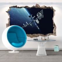 Vinyle mur de trou station spatiale 3d